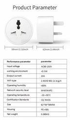 Smart Wi-fi 20A Plug 3 Pin