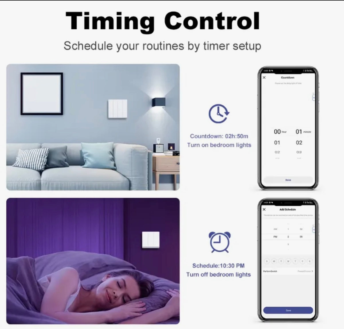 Smart Wi-Fi Double Push Button Wall Switch