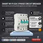 Smart Wi-Fi Circuit Breaker MCB 3 Phase 63A DIN Rail