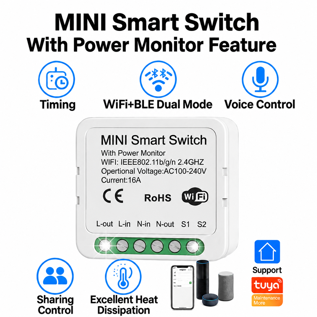 Smart Wi-fi Mini Switch 16A with Energy Monitor