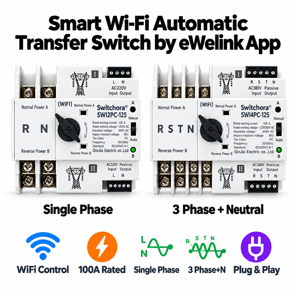Smart Wi-Fi Automatic Transfer Switch (Single & Three Phase)