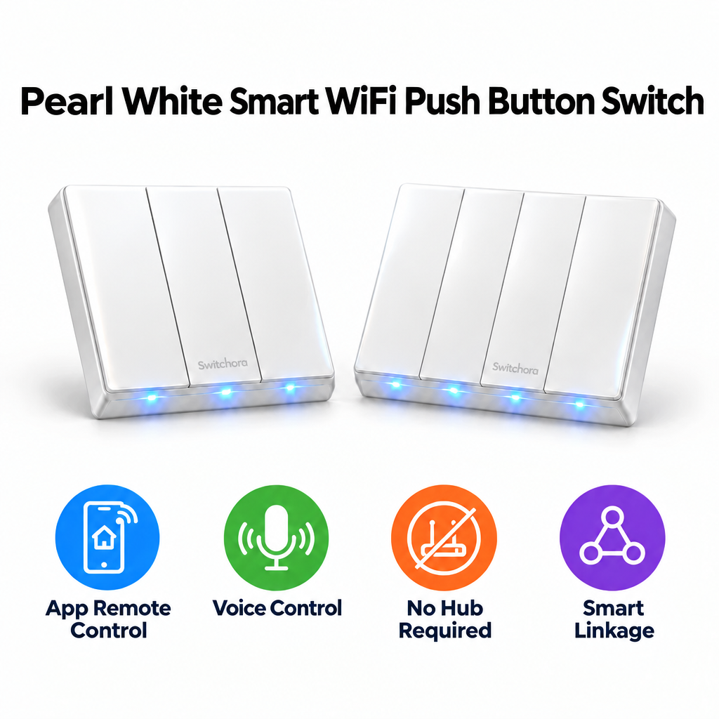 Smart Wi-Fi Double Push Button Panel Pearl White Wall Switch