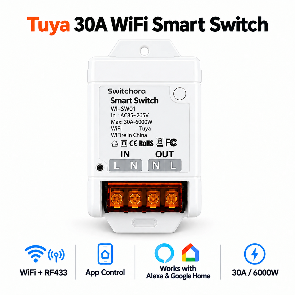 Smart Wi-fi 30A Switch Module (WIFI + RF433)