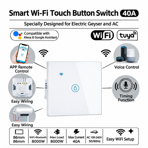 Smart Wi-fi 40A Switch Panel (White / Black)