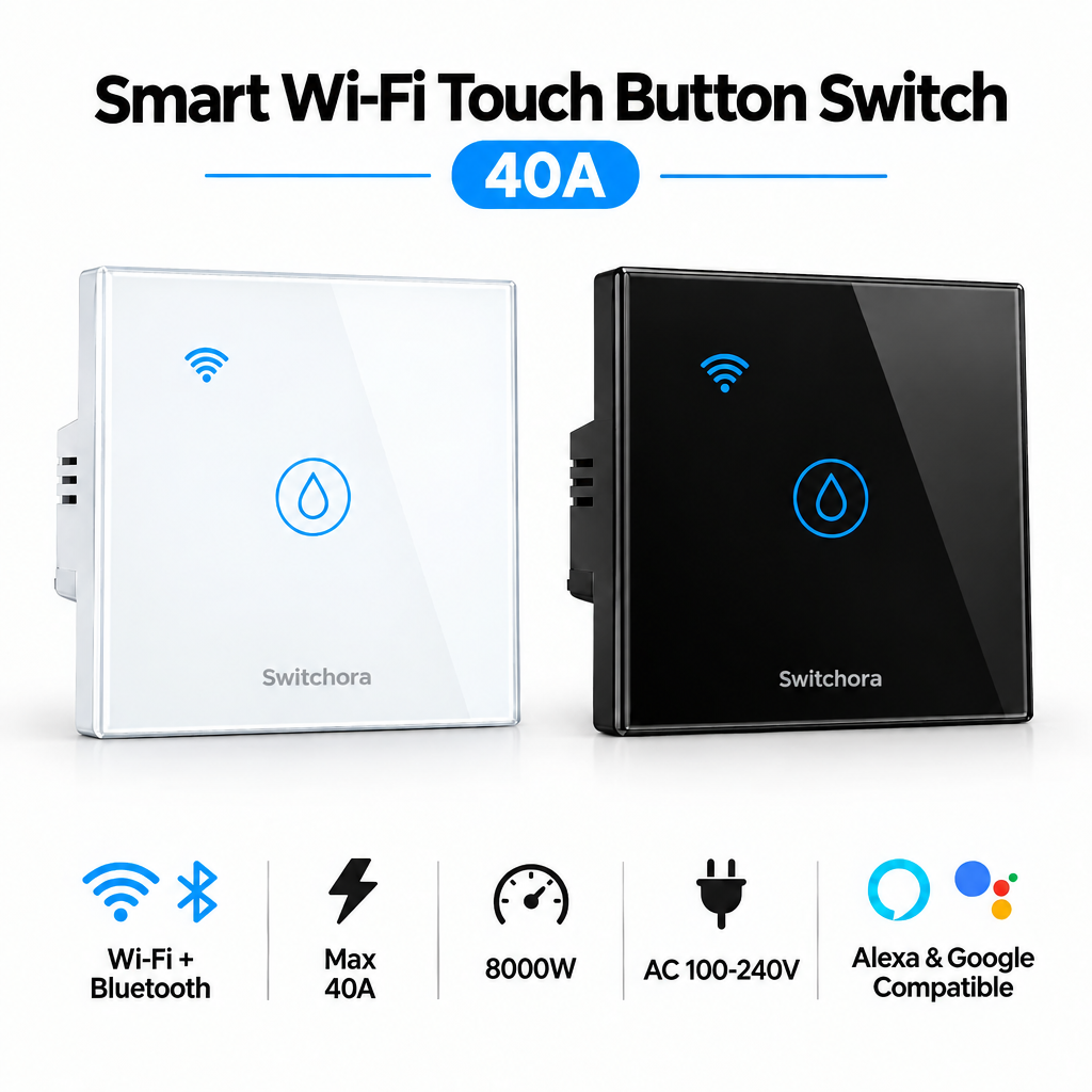 Smart Wi-fi 40A Switch Panel (White / Black)