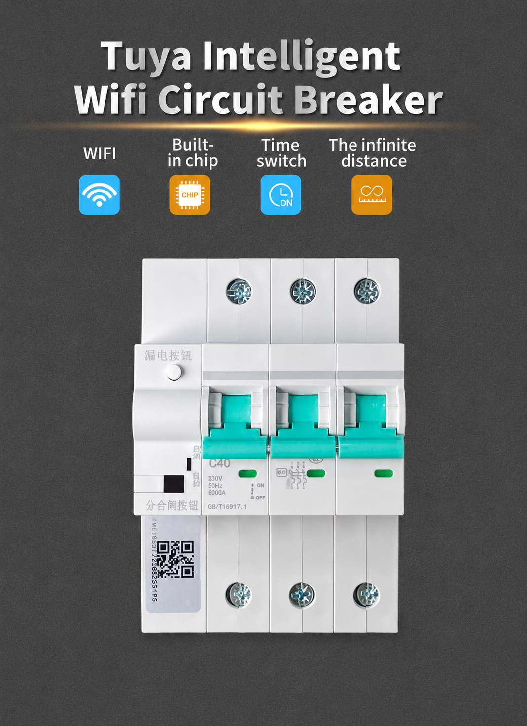 Smart Wi-Fi Circuit Breaker MCB 3 Phase 63A DIN Rail