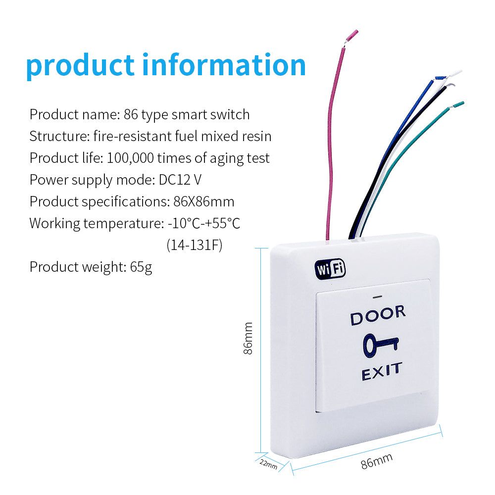 Switchora Smart Wi-fi Exit Push Button, DC 12V 10A IP21