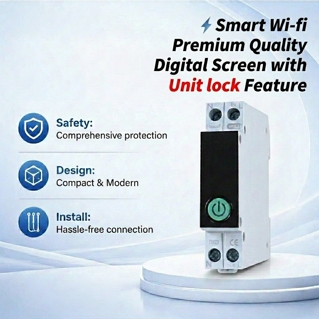 Switchora Smart Wi-fi Breaker 1P 63A – Unit Lock, Digital Screen (Slim)
