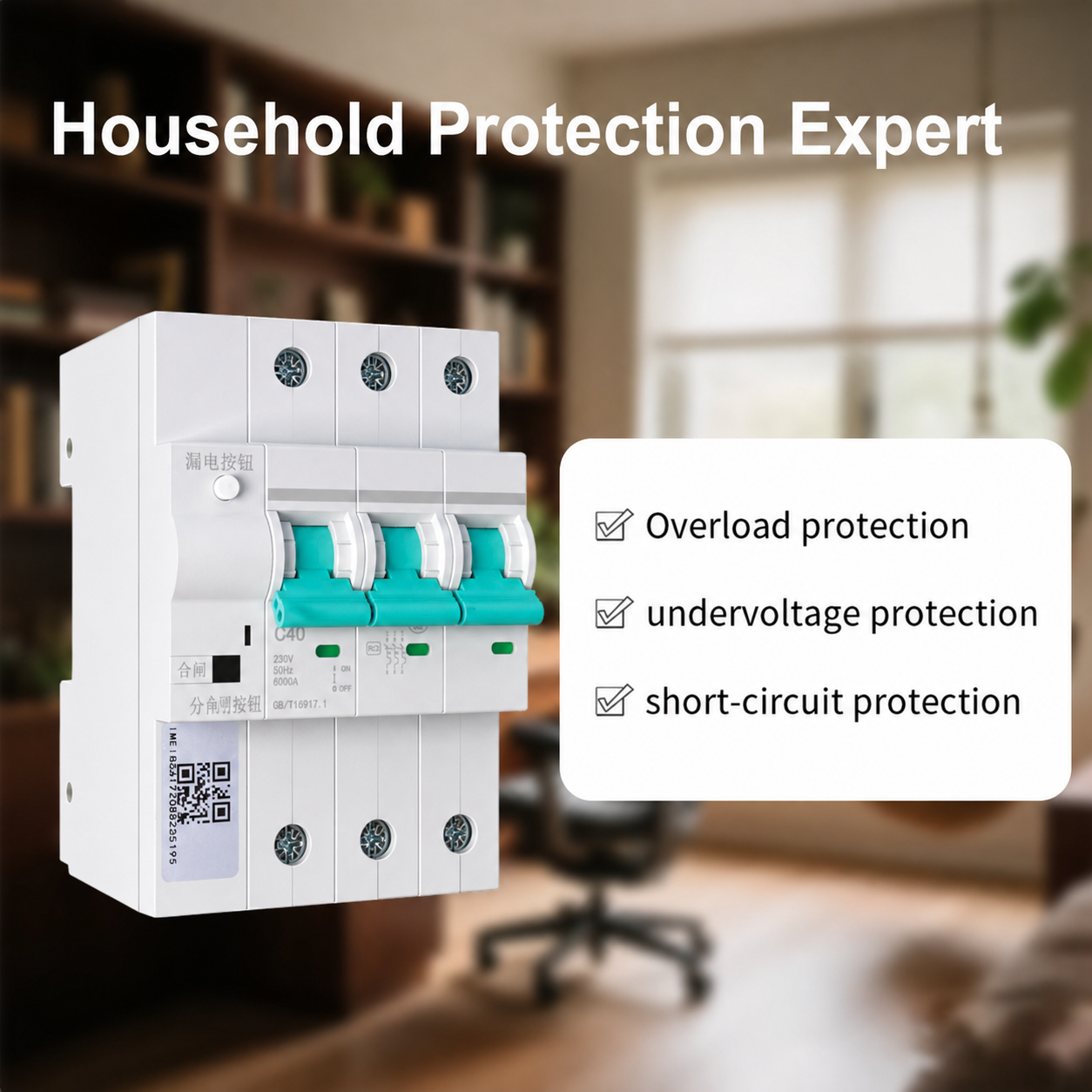 Smart Wi-Fi Circuit Breaker MCB 3 Phase 63A DIN Rail