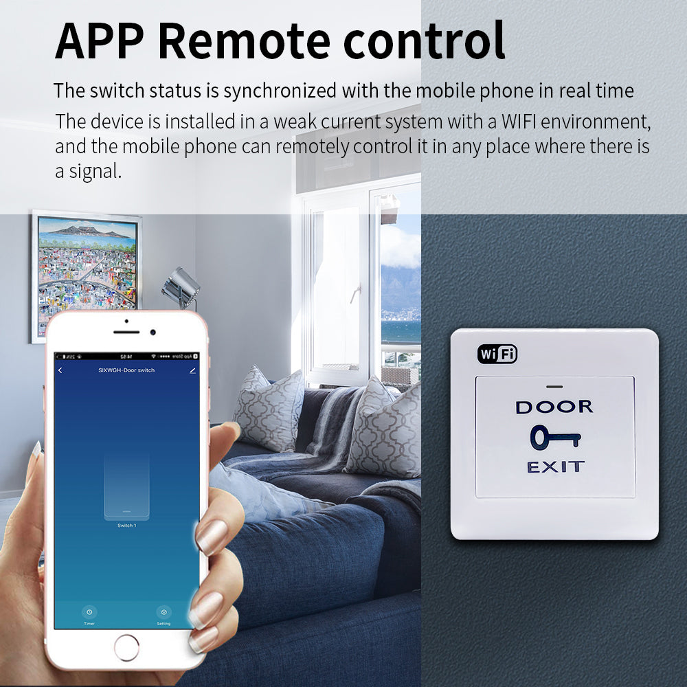 Switchora Smart Wi-fi Exit Push Button, DC 12V 10A IP21