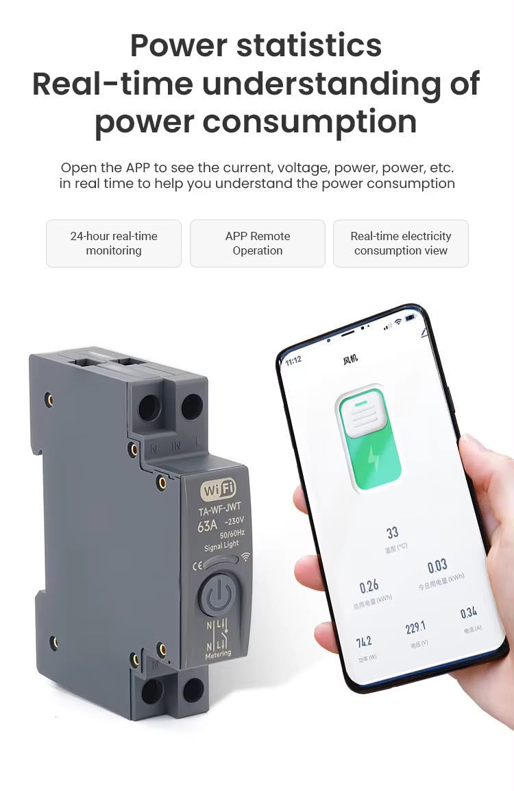 Switchora Smart Wi-fi Circuit Breaker 1P 63A with Temperature Tripping