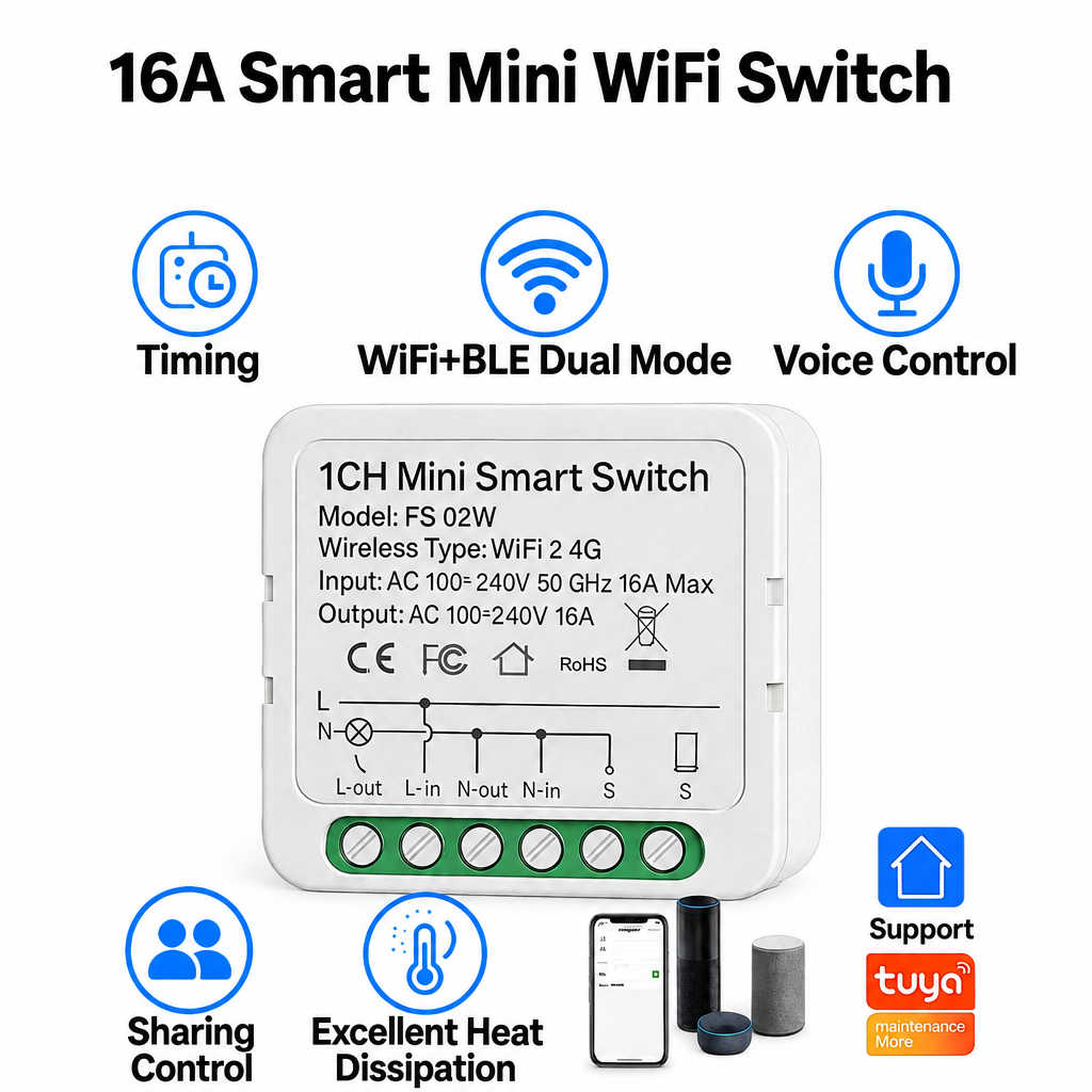 Edited smart switch image with a white background and black text