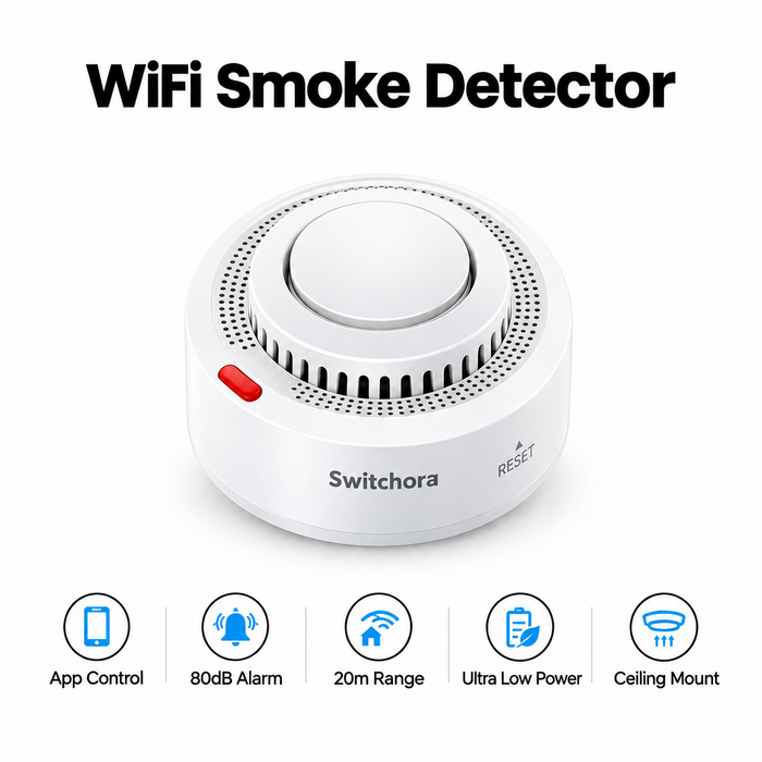 Switchora Smart Wi-fi Smoke Detector Sensor, Wireless & Easy Installation