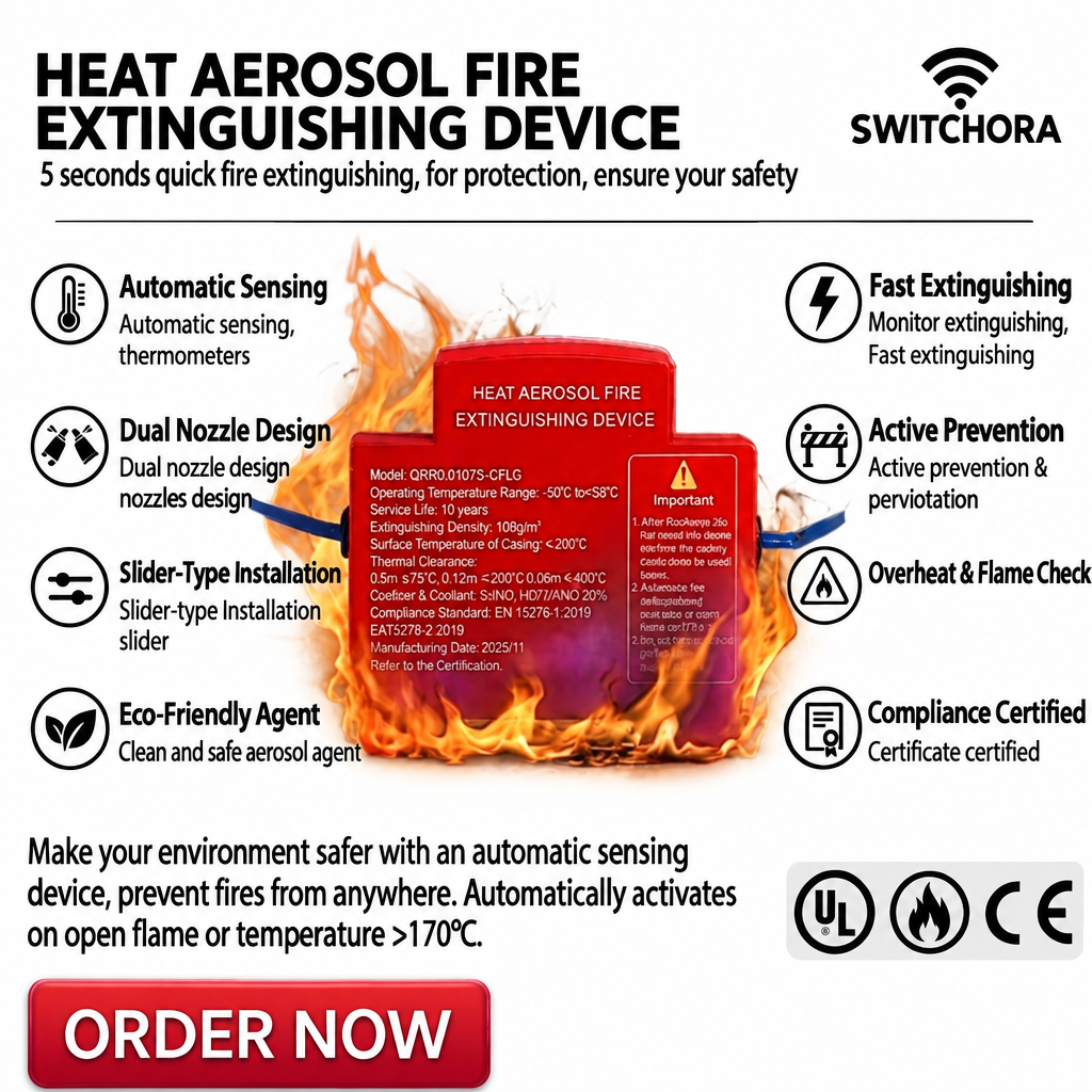 Fire extinguishing device graphic with white background and black text