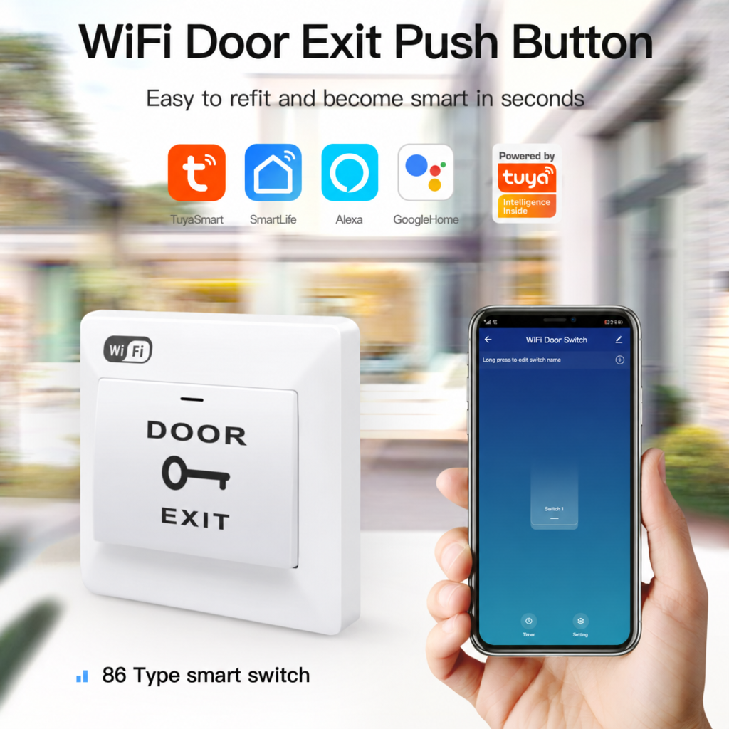 Switchora Smart Wi-fi Exit Push Button, DC 12V 10A IP21
