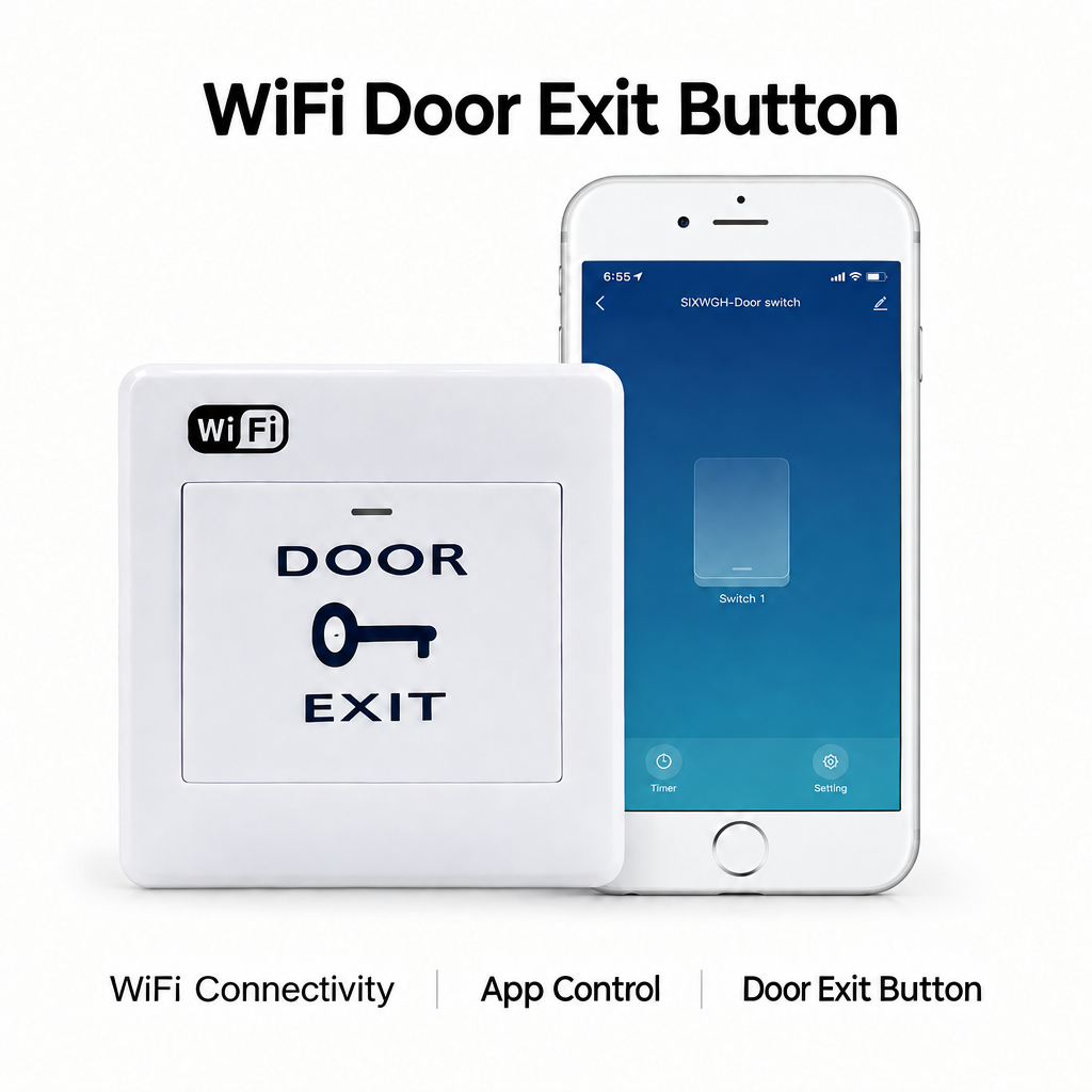 Product image with WiFi Door Exit Button heading
