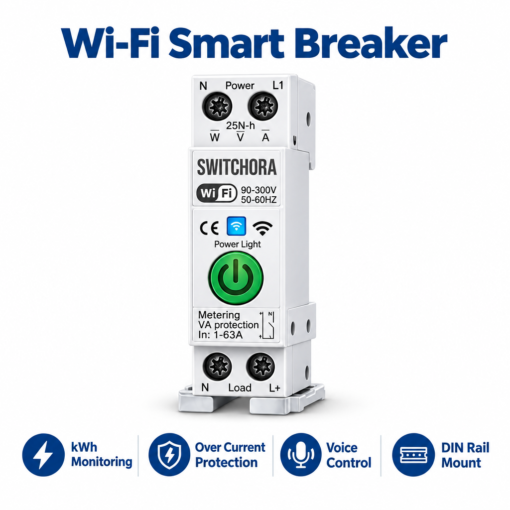Switchora Smart Wi-fi  1P+N WIFI Circuit Breaker, Power Monitor