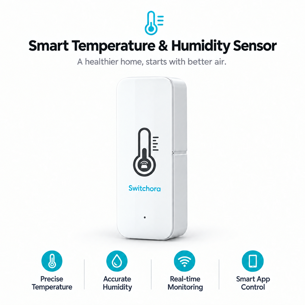 Switchora Smart Wi-fi Temperature and Humidity Sensor, Remote Monitor