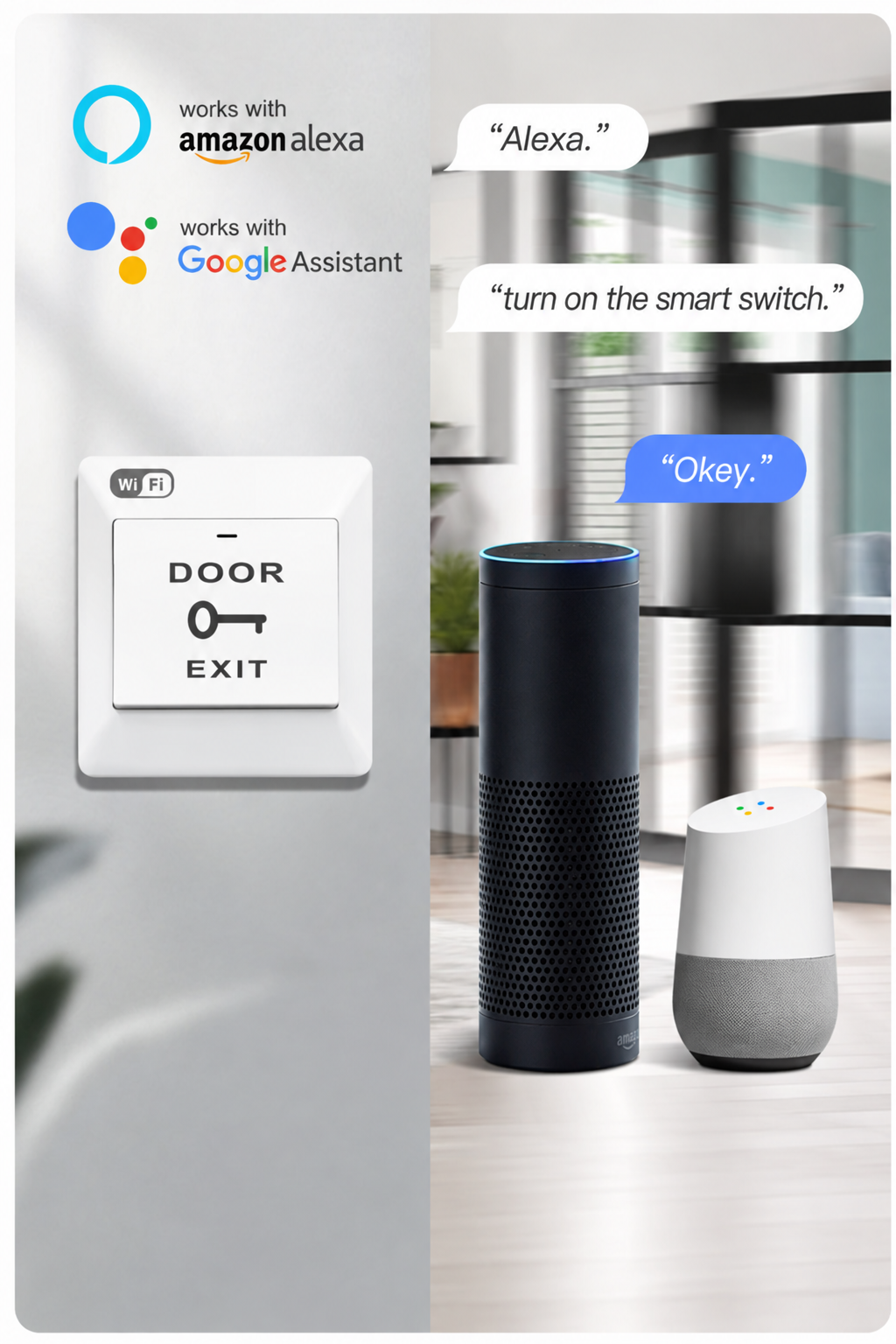 Switchora Smart Wi-fi Exit Push Button, DC 12V 10A IP21