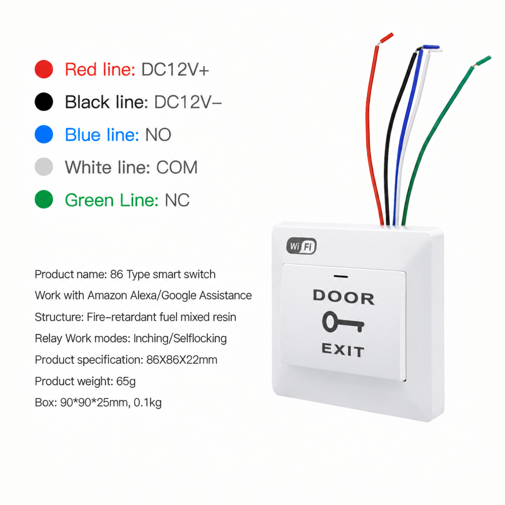 Switchora Smart Wi-fi Exit Push Button, DC 12V 10A IP21
